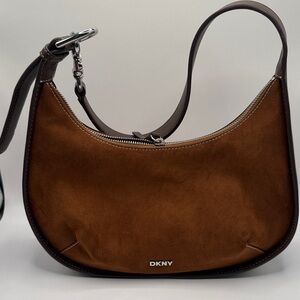 DKNY Tan Suede Shoulder Bag